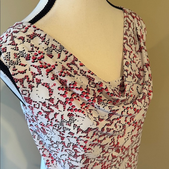 Le Chateau Top Cowl Neck Lined Reddish Pink Black Sleeveless Women's Size L - Picture 2 of 9